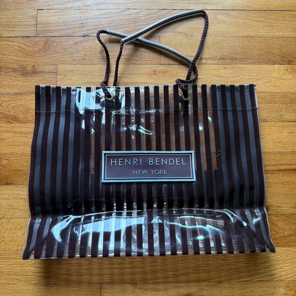 henri bendel Brown & Dark Brown Striped Clear Tote